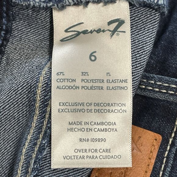Seven7 Fashion Jeans Size 6 Blue Dark Wash Denim Stretch Straight Crop Raw Hem - Picture 9 of 11